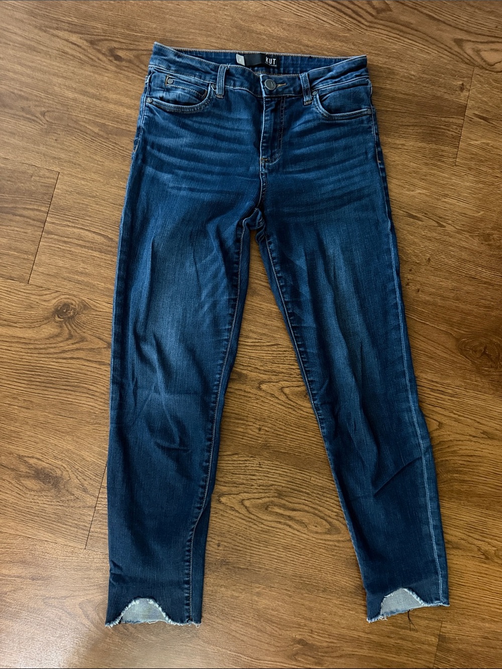 Kut from the Kloth Indigo Skinny High-Rise Jeans with Raw Hem